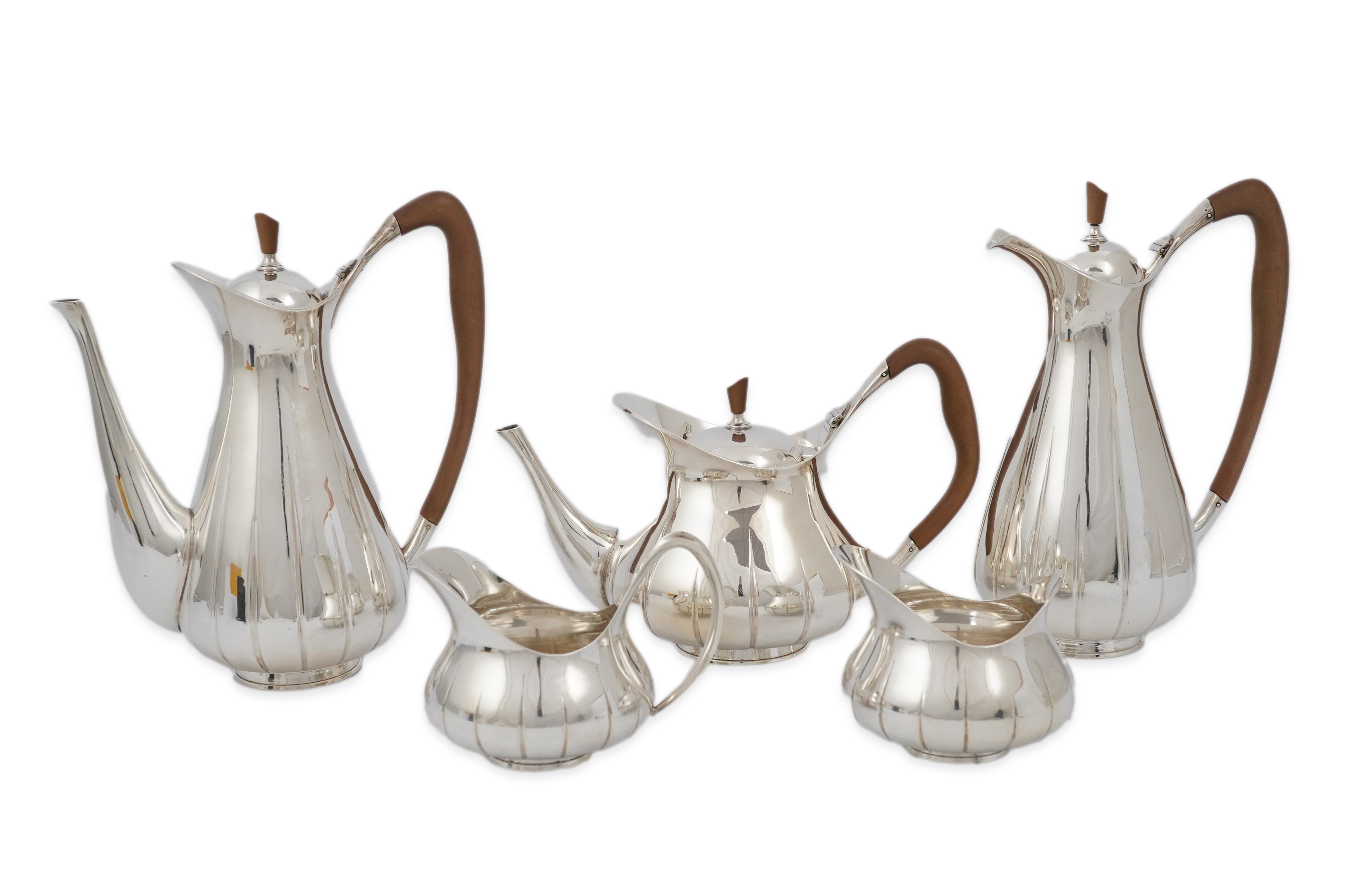 A stylish 1960's Asprey & Co silver five piece tea and coffee service